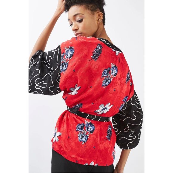 Topshop Jacquard Floral Kimono Jacket Size US 8 Asian inspired Festival - Picture 2 of 13